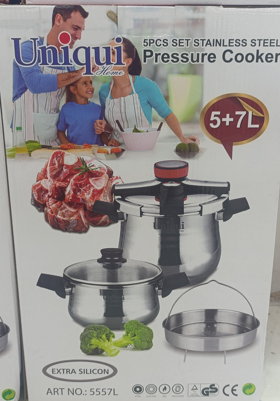 زودپز دوقلو یونیک مدل 5557L ظرفیت ۷ و ۵ لیتر با بدنه استیل ضد زنگ