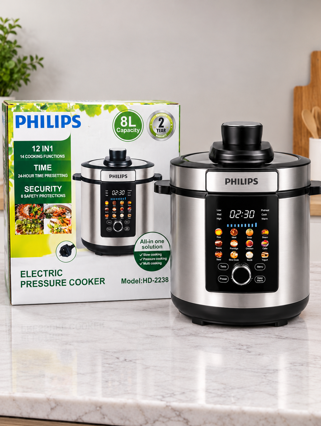 زودپز برقی چندکاره فیلیپس مدل HD-2238 ظرفیت ۸ لیتر