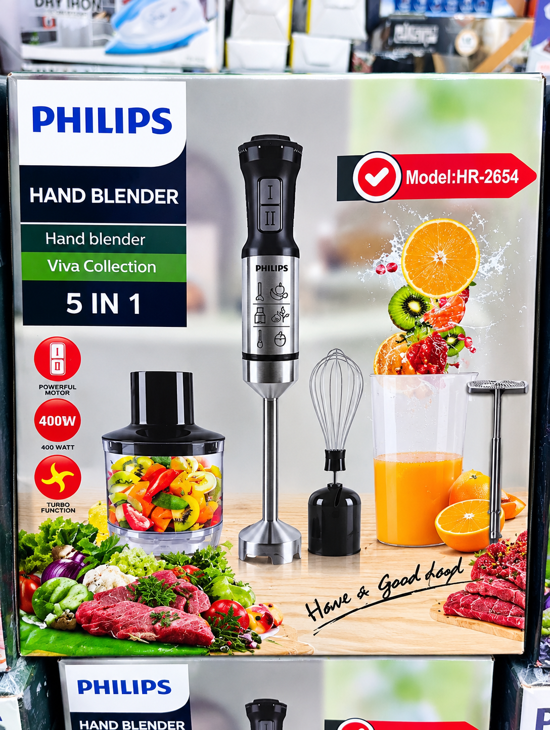 گوشت‌کوب برقی ۵ کاره فیلیپس اصلی (شافت استیل) مدل HR-2654